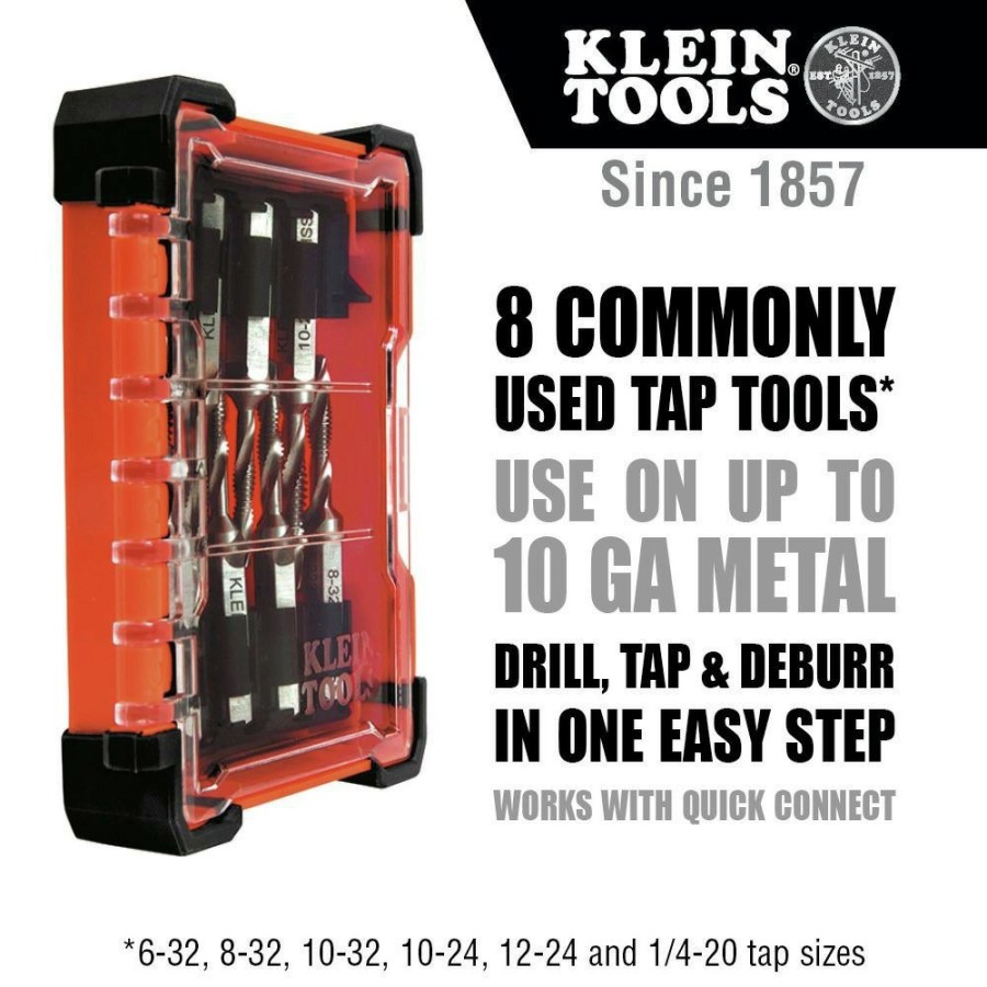 Power Tool Accessories Klein Tools Bits And Bit Sets | Klein Tools 32217 8-Piece Drill Tap Tool Kit