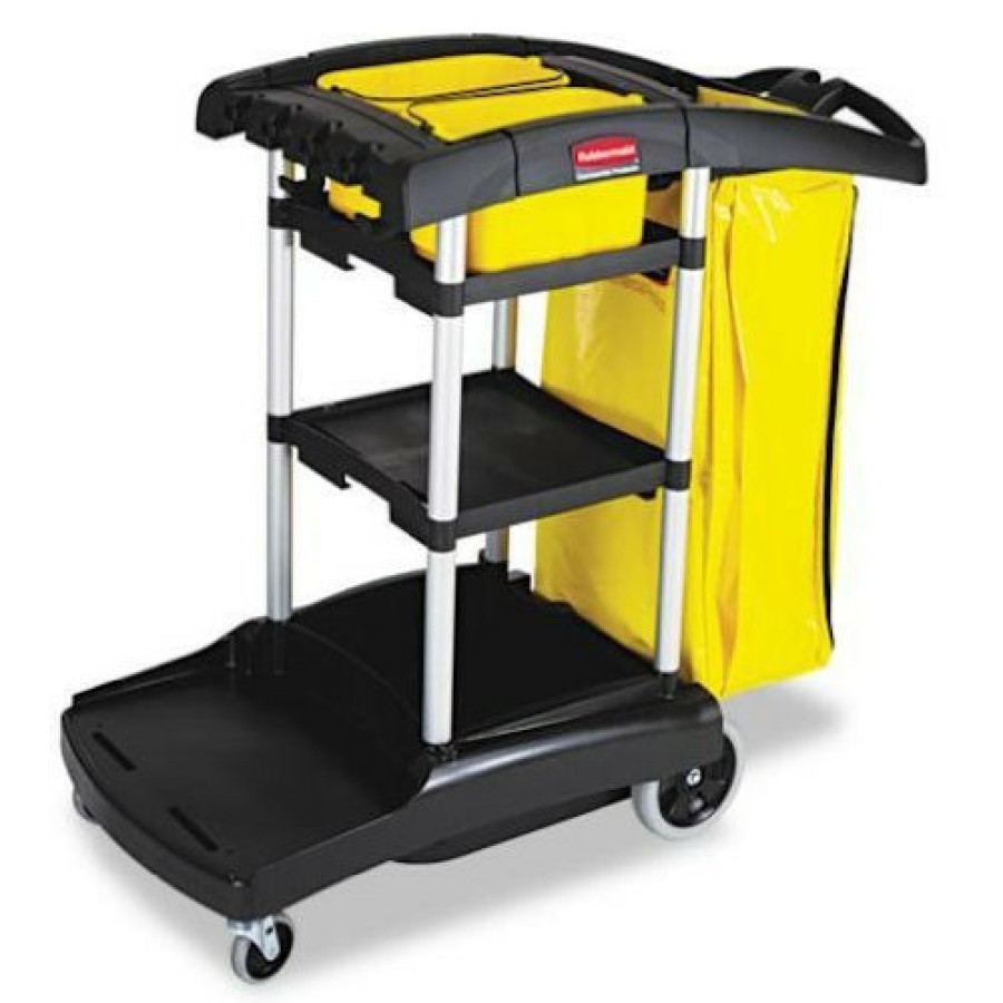 Facility Maintenance & Supplies Rubbermaid Commercial Cleaning Carts | Rubbermaid Commercial Fg9T7200Bla High Capacity Cleaning Cart - Black