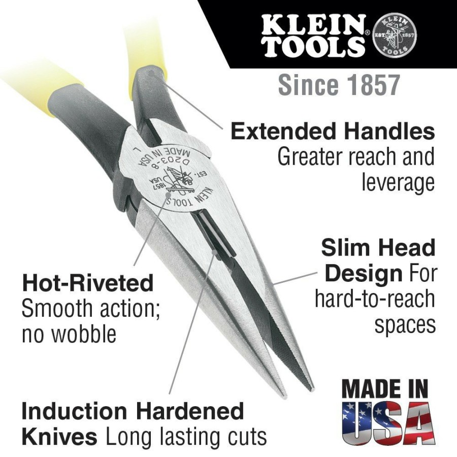 Hand Tools Klein Tools | Klein Tools D203-7 7 In. Needle Nose Side-Cutter Pliers