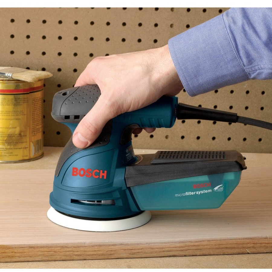 Power Tools Bosch Random Orbital Sanders | Bosch Ros20Vsc 5 In. Vs Palm Random Orbit Sander Kit With Canvas Carrying Bag