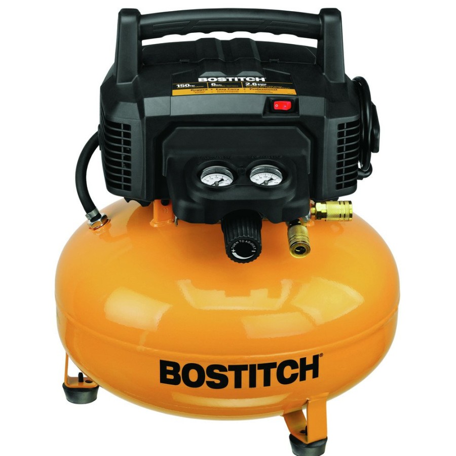 Air Tools And Equipment Bostitch Portable Air Compressors | Bostitch Btfp02012 0.8 Hp 6 Gallon Oil-Free Pancake Air Compressor