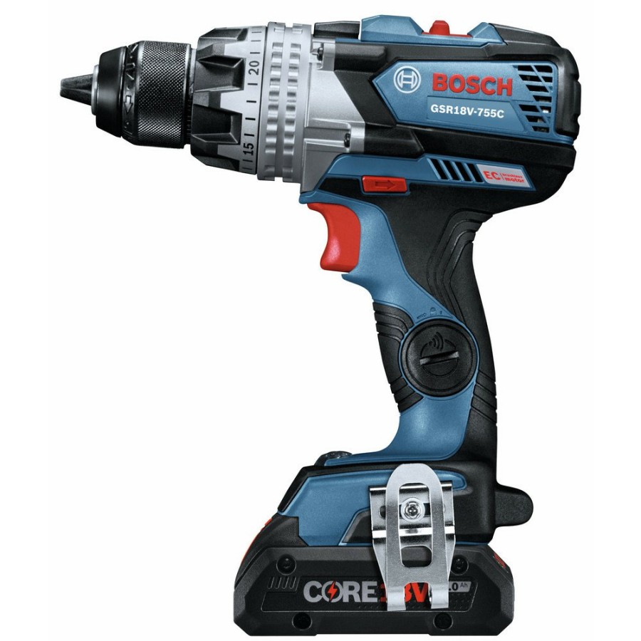 Power Tools Bosch Drill Drivers | Bosch Gsr18V-755Cb25 18V Lithium-Ion Connected-Ready Brute Tough 1/2 In. Cordless Drill Driver Kit (4 Ah)