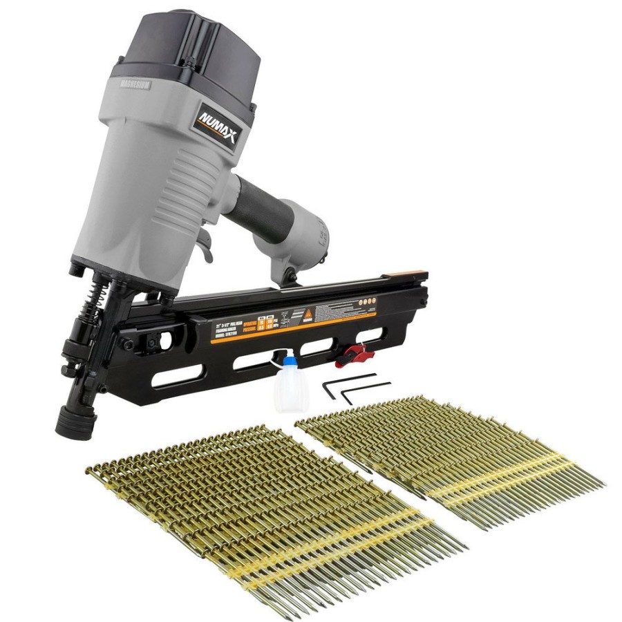 Air Tools And Equipment NuMax Nail Guns | Numax Sfr2190Wn 21 Degree 3-1/2 In. Pneumatic Full Round Head Framing Nailer With 500 Nails