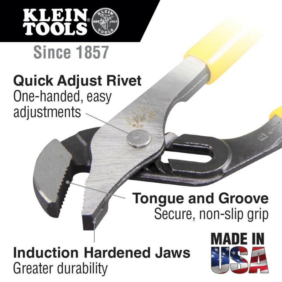 Hand Tools Klein Tools | Klein Tools D502-12 12 In. Pump Pliers - Yellow Dip Handle