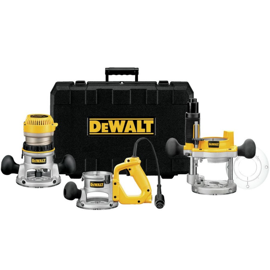 Woodworking Tools Dewalt Plunge Base Routers | Dewalt Dw618B3 120V 12 Amp Brushed 2-1/4 Hp Corded Three Base Router Kit