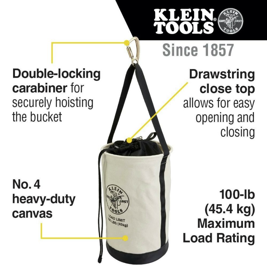 Tool Storage Klein Tools | Klein Tools 5114Dsc 17 In. Canvas Bucket With Drawstring Close