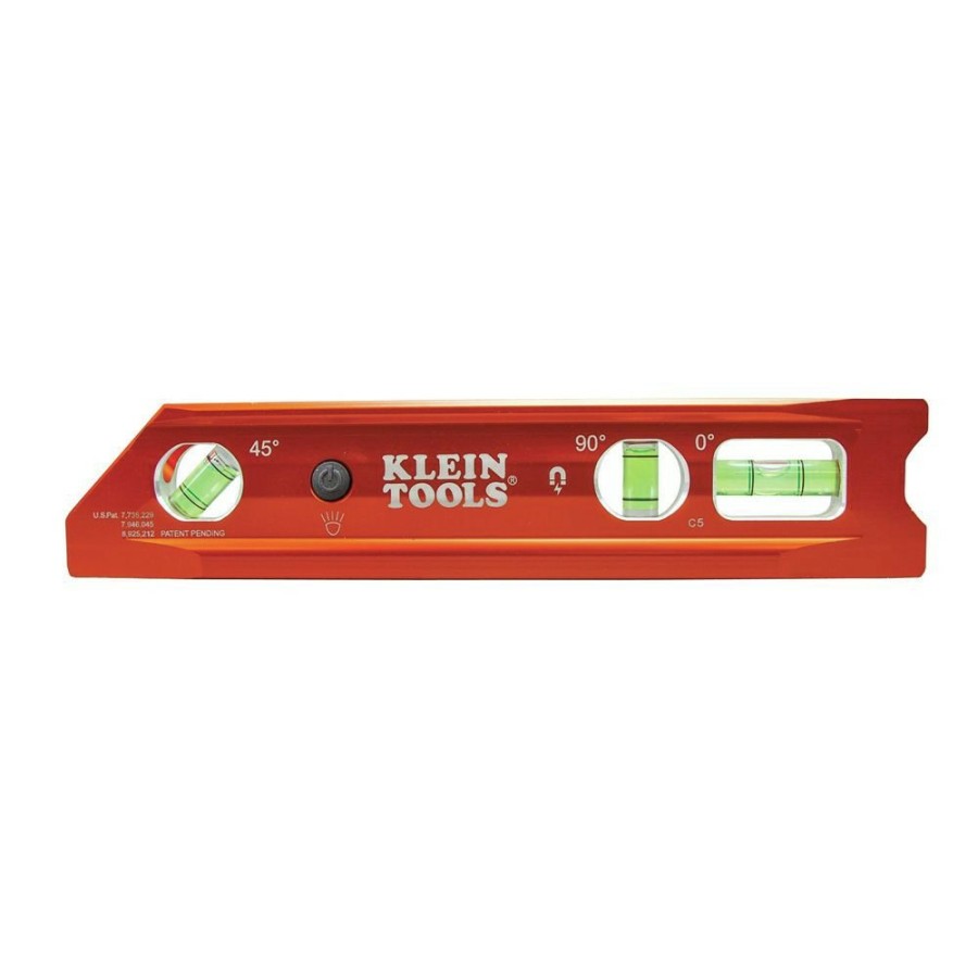 Hand Tools Klein Tools Levels | Klein Tools 935Rblt Water/Impact Resistant Lighted Torpedo Level With Magnet, 3 Vials And V-Groove