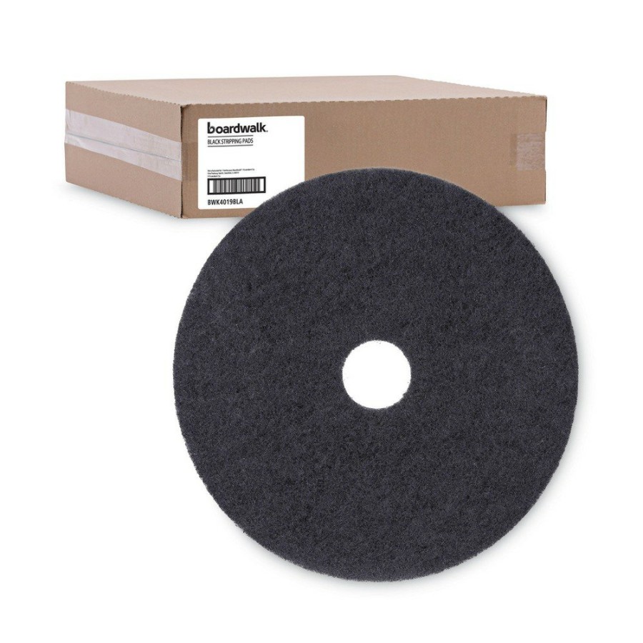 Facility Maintenance & Supplies Boardwalk Cleaning Tools | Boardwalk Bwk4019Bla 19 In. Diameter Stripping Floor Pads - Black (5/Carton)