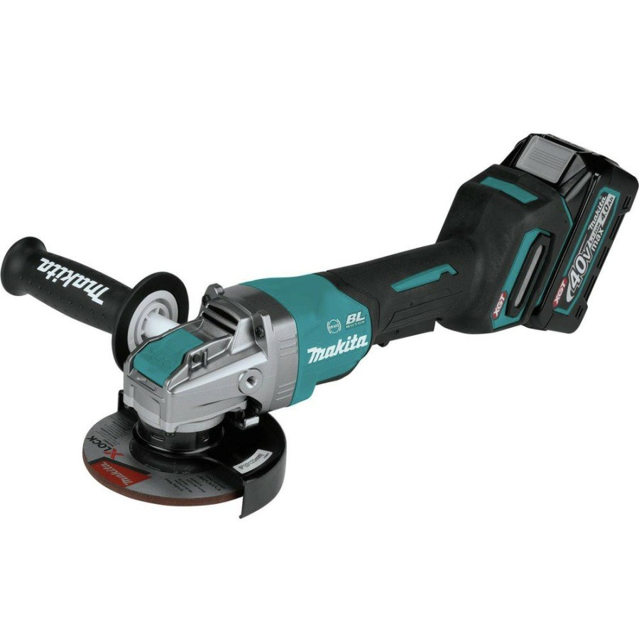 Power Tools Makita Angle Grinders | Makita Gag13M1 40V Max Xgt Brushless Lithium-Ion Cordless 5 In. X-Lock Paddle Switch Angle Grinder Kit With Electric Brake (4 Ah)