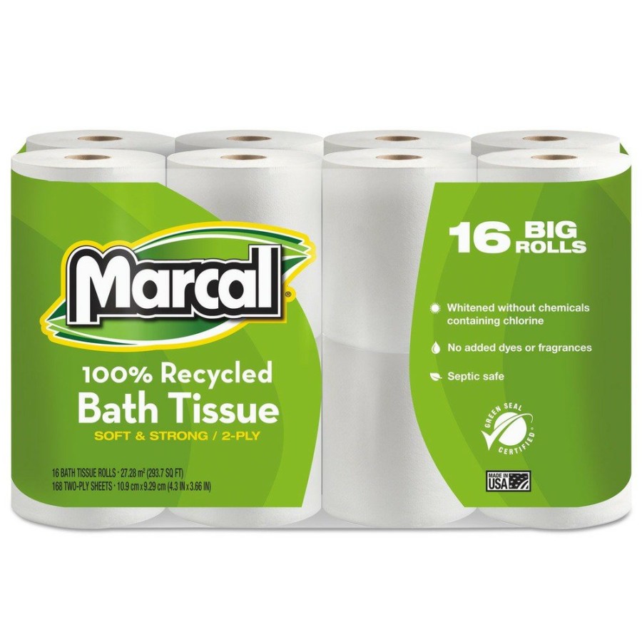 Facility Maintenance & Supplies Marcal | Marcal 16466 2 Ply Septic Safe 4 In. X 4 In. 100% Recycled Bath Tissues - White (16/Pack)