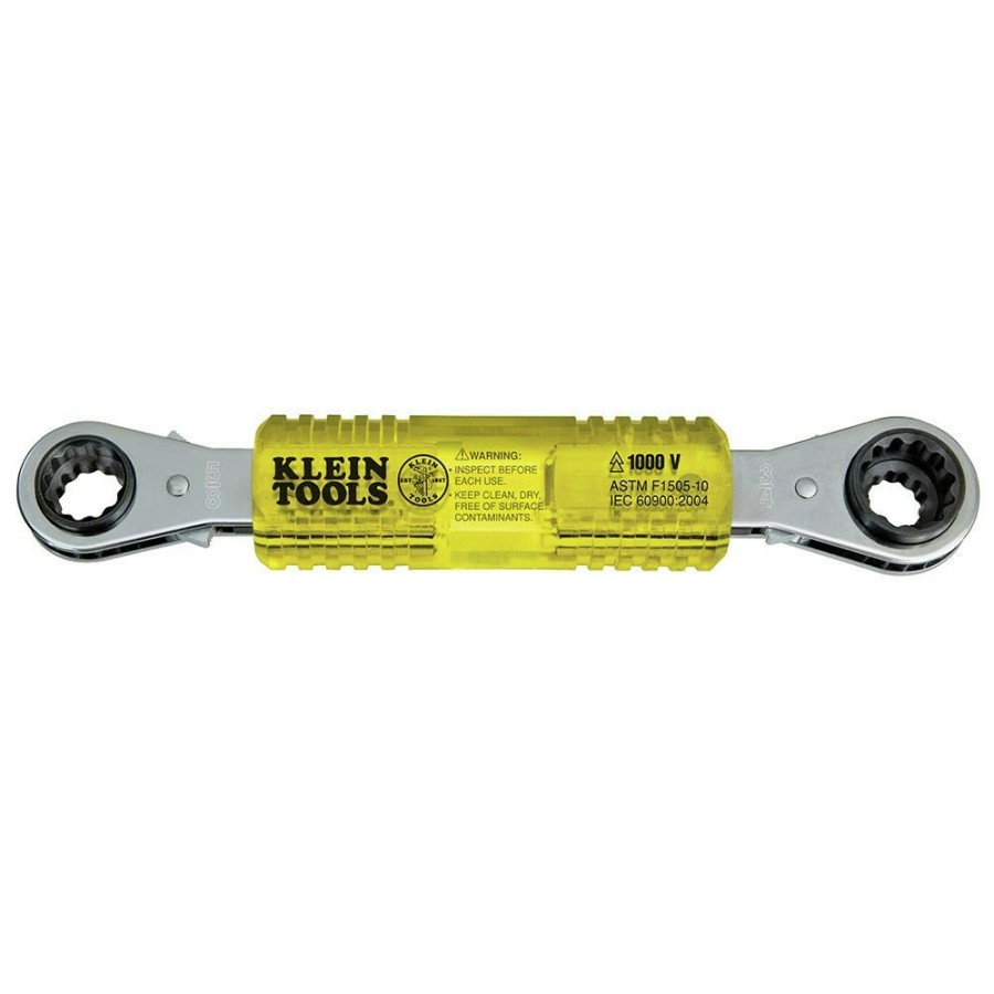 Hand Tools Klein Tools Ratcheting Wrench Sets | Klein Tools Kt223X4-Ins 4-In-1 Lineman'S Insulating Box Wrench