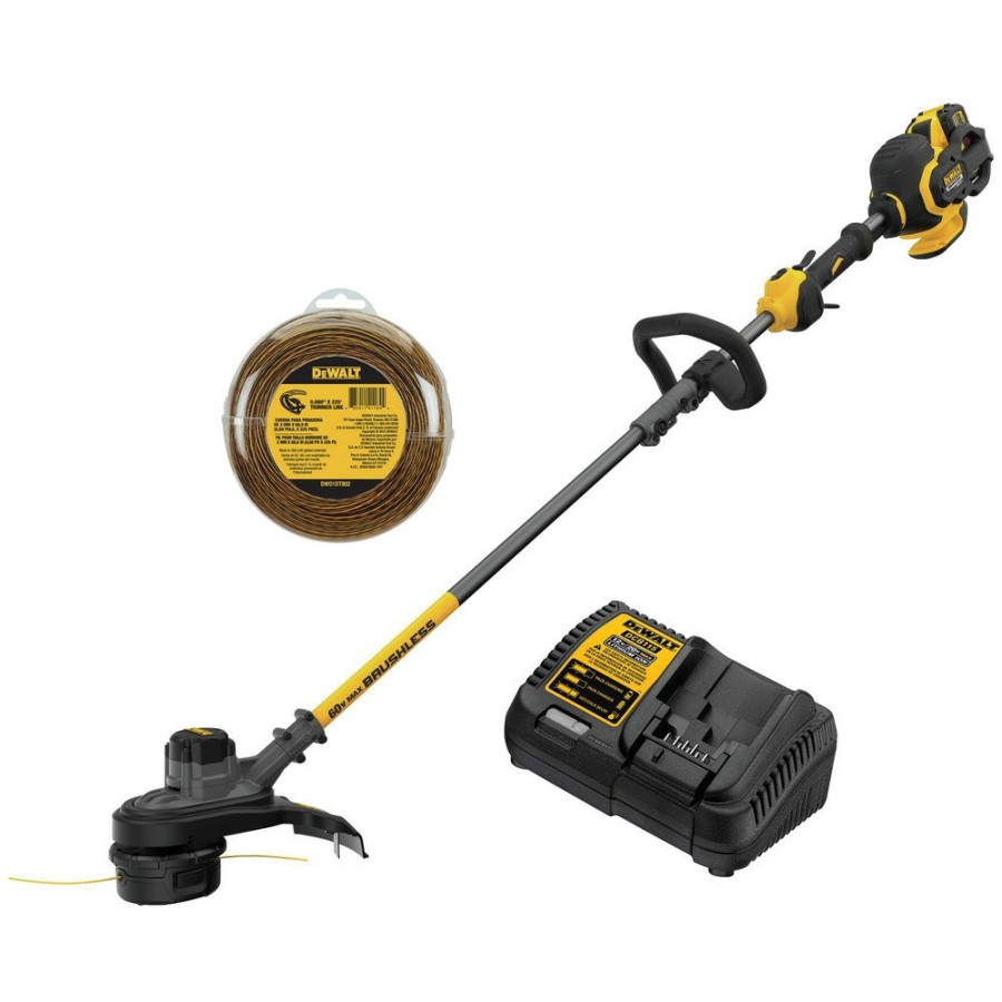 Outdoor Power Tools & Equipment Dewalt String Trimmers | Dewalt Dcst970X1S-Dwo1Dt802 60V Max Flexvolt Brushless Lithium-Ion Cordless String Trimmer And 0.080 In. X 225 Ft. String Trimmer Line Bundle (3 Ah)