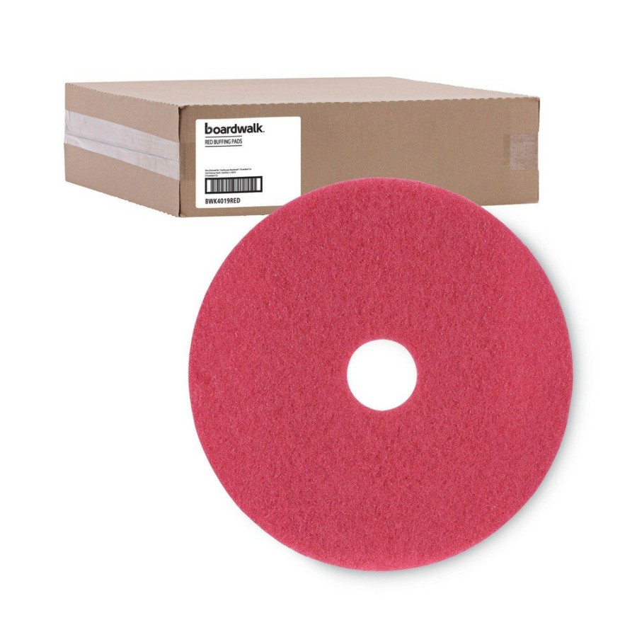 Facility Maintenance & Supplies Boardwalk Cleaning Tools | Boardwalk Bwk4019Red 19 In. Diameter Buffing Floor Pads - Red (5/Carton)