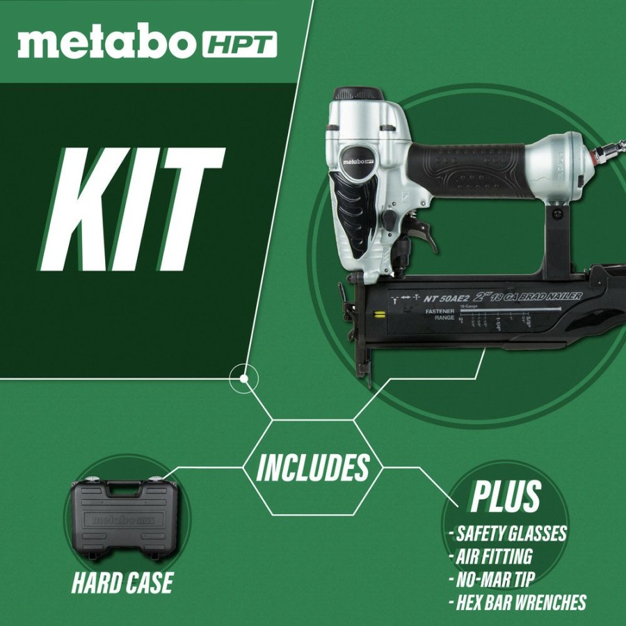 Air Tools And Equipment Metabo HPT Nail Guns | Factory Reconditioned Metabo Hpt Nt50Ae2M 18-Gauge 2 In. Finish Brad Nailer Kit