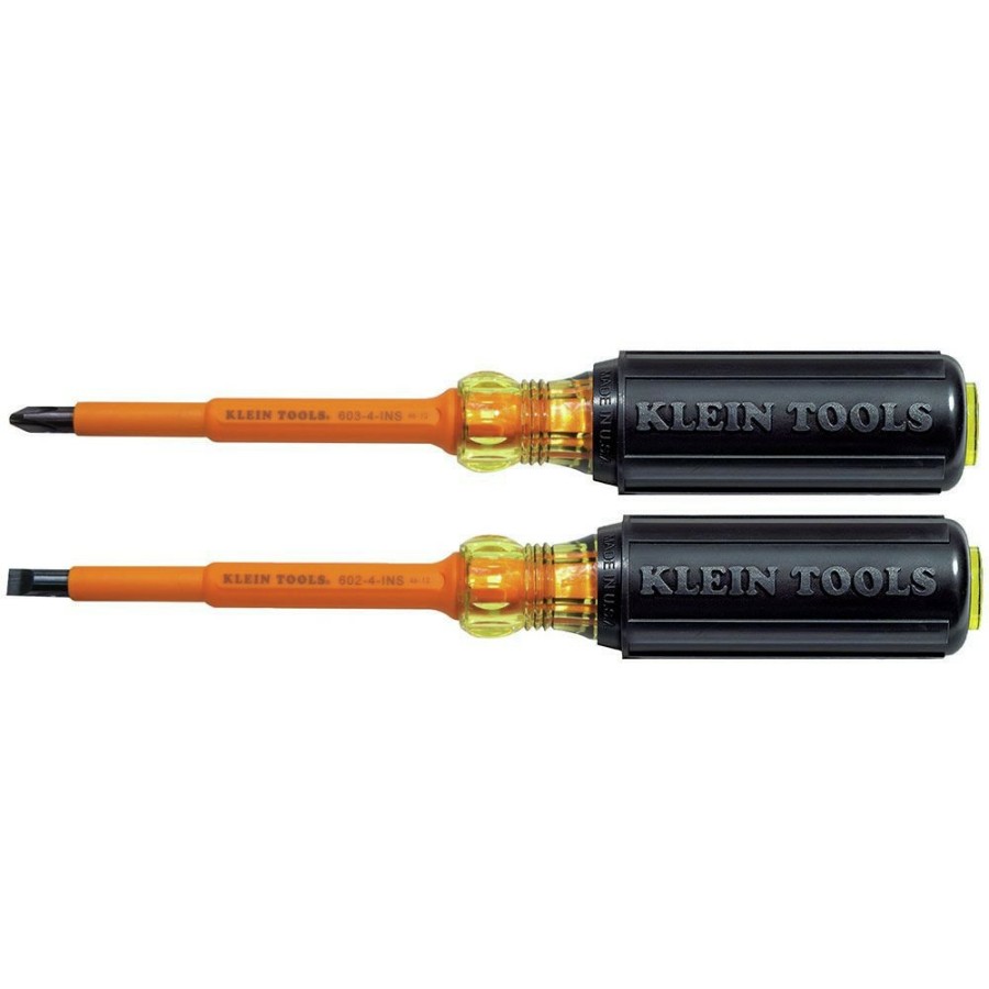 Hand Tools Klein Tools | Klein Tools 33532-Ins 2-Piece Insulated 4 In. Phillips/ Slotted Screwdriver Set