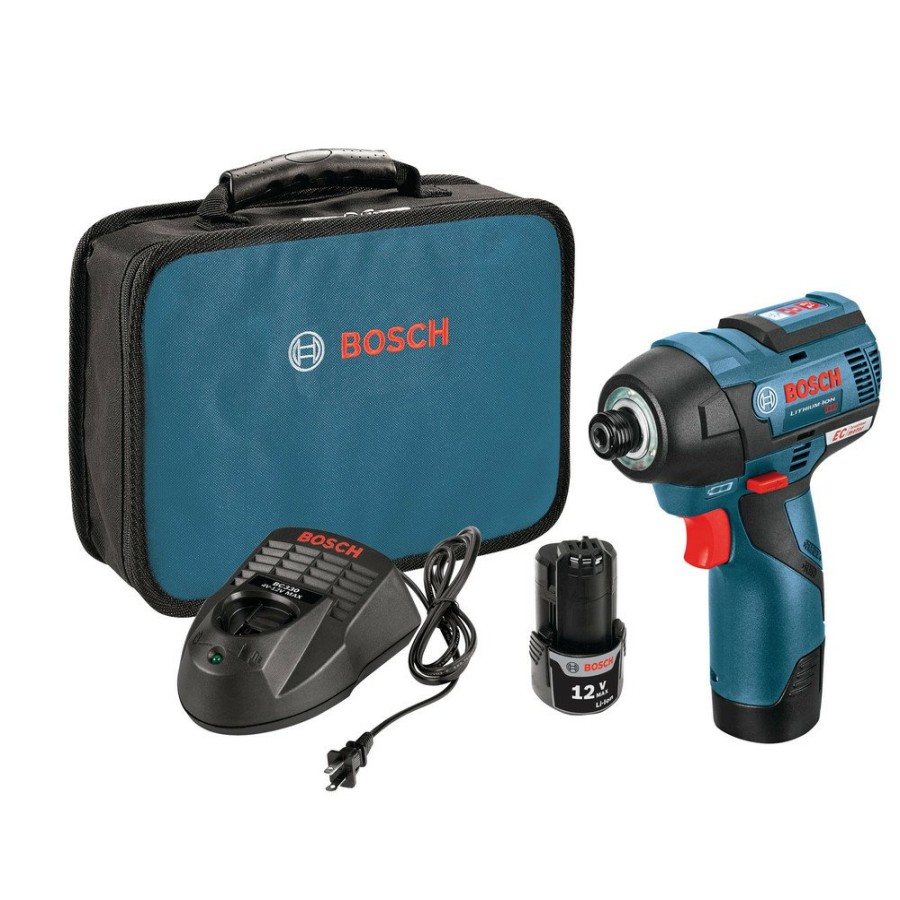 Power Tools Bosch Impact Drivers | Factory Reconditioned Bosch Ps42-02-Rt 12V Max 2.0 Ah Cordless Lithium-Ion Ec Brushless 1/4 In. Hex Impact Driver Kit