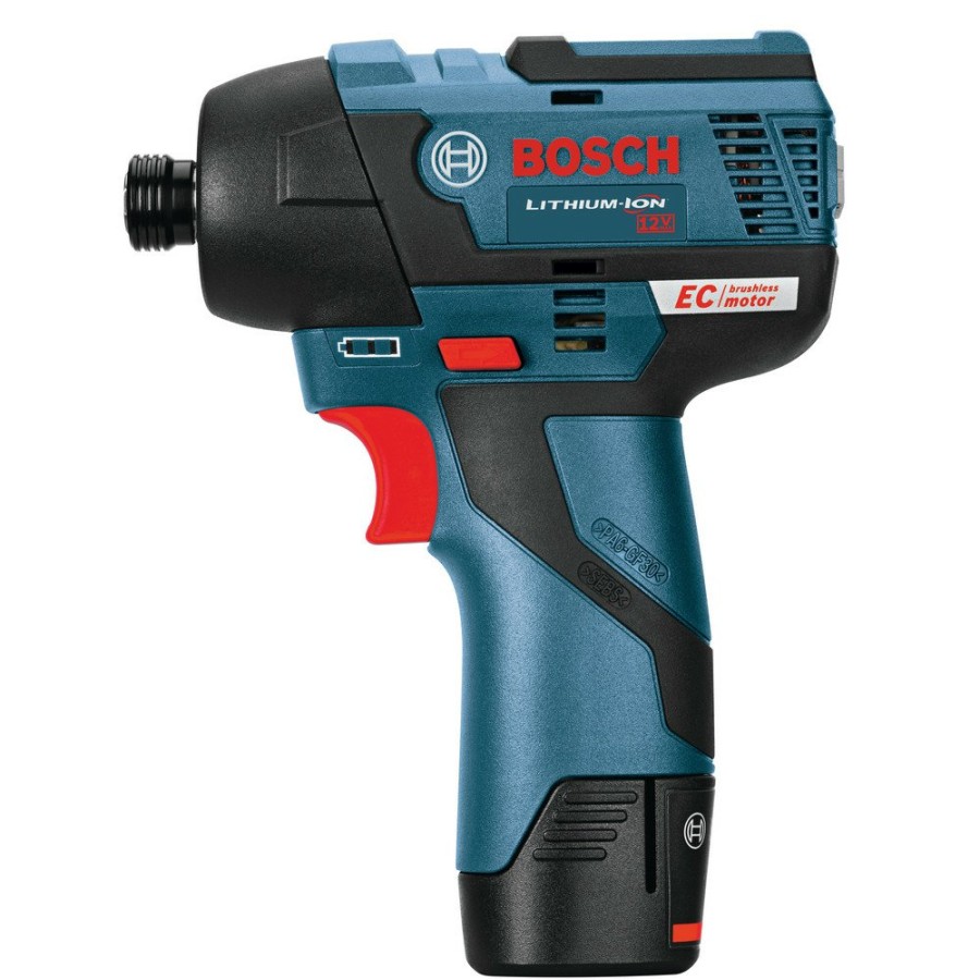 Power Tools Bosch Impact Drivers | Factory Reconditioned Bosch Ps42-02-Rt 12V Max 2.0 Ah Cordless Lithium-Ion Ec Brushless 1/4 In. Hex Impact Driver Kit