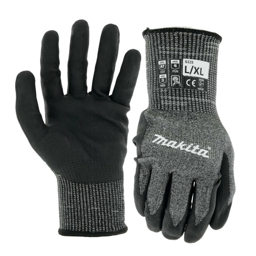 Safety Equipment Makita | Makita T-04145 Cut Level 7 Advanced Fitknit Nitrile Coated Dipped Gloves - Large/Extra-Large