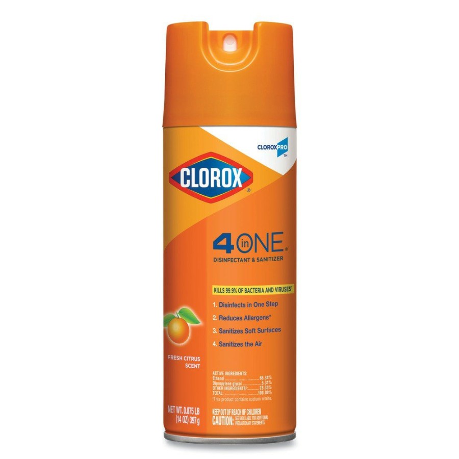 Facility Maintenance & Supplies Clorox Cleaners | Clorox 31043 14 Oz. Citrus 4-In-1 Disinfectant And Sanitizer Aerosol Spray (12/Carton)