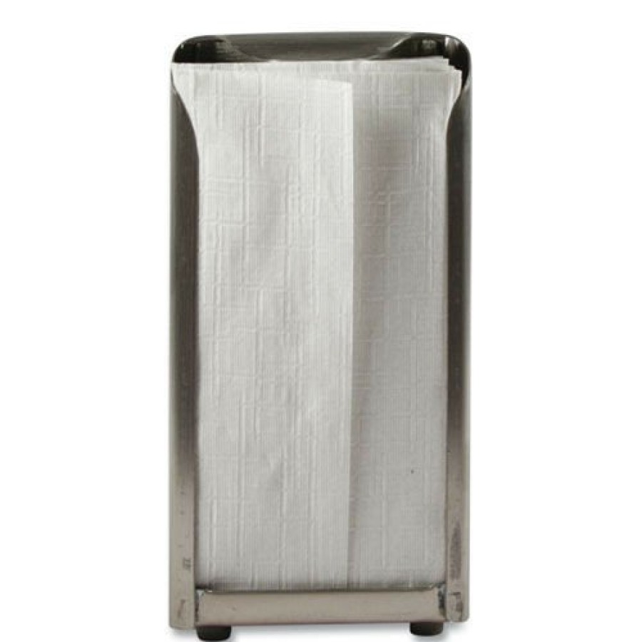 Facility Maintenance & Supplies San Jamar | San Jamar H900X 150 Capacity 3.75 In. X 4 In. X 7.5 In. Tall Fold Tabletop Napkin Dispenser - Chrome