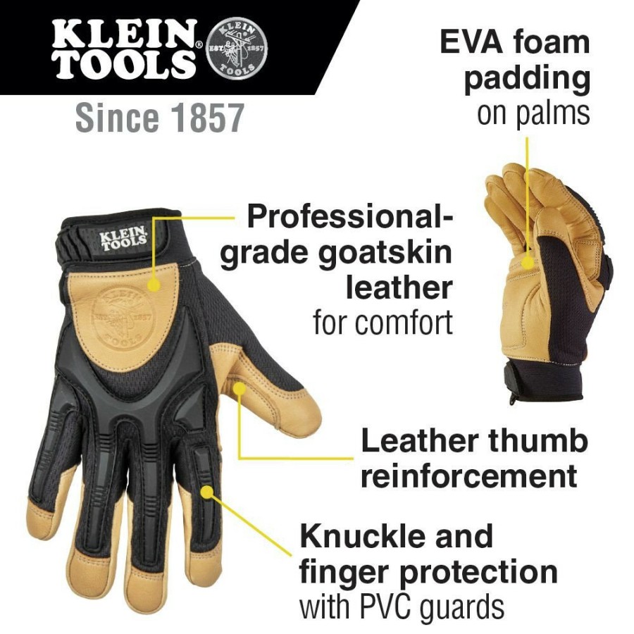 Safety Equipment Klein Tools | Klein Tools 60189 Leather Work Gloves - X-Large