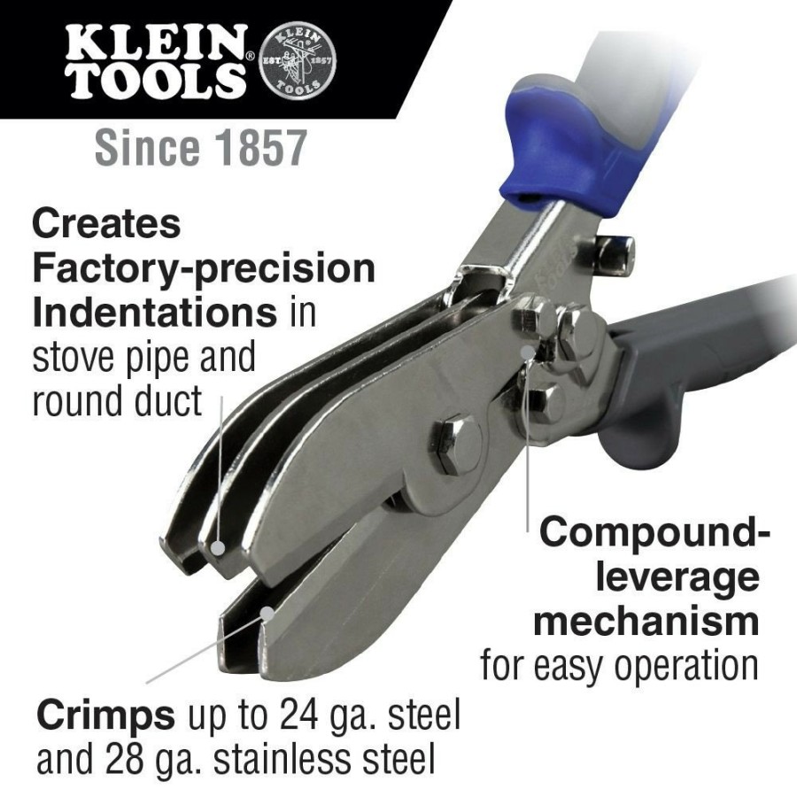 Hand Tools Klein Tools | Klein Tools 86520 5-Blade Duct Crimper