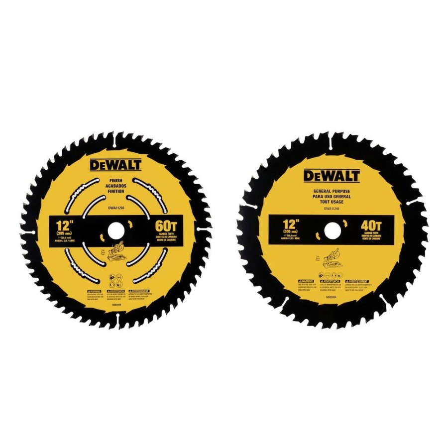 Power Tool Accessories Dewalt Circular Saw Blades | Dewalt Dwa112Cmb 40T/60T 12 In. Large Diameter Circular Saw Blades Combo Pack