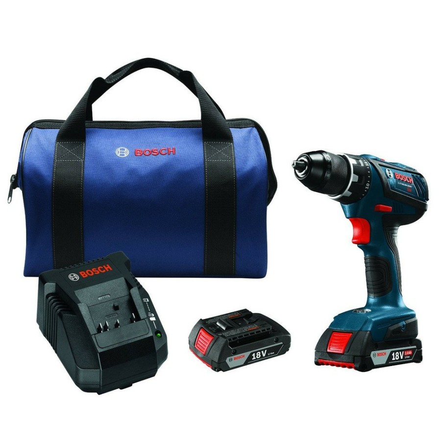 Power Tools Bosch Drill Drivers | Factory Reconditioned Bosch Dds181A-02-Rt 18V Lithium-Ion Compact Tough 1/2 In. Cordless Drill Driver Kit (2 Ah)