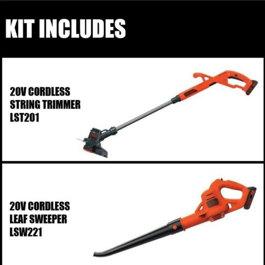 Outdoor Power Tools & Equipment Black & Decker | Black & Decker Lcc222 20V Max Lithium-Ion Cordless String Trimmer And Sweeper Combo Kit With (2) Batteries (1.5 Ah)