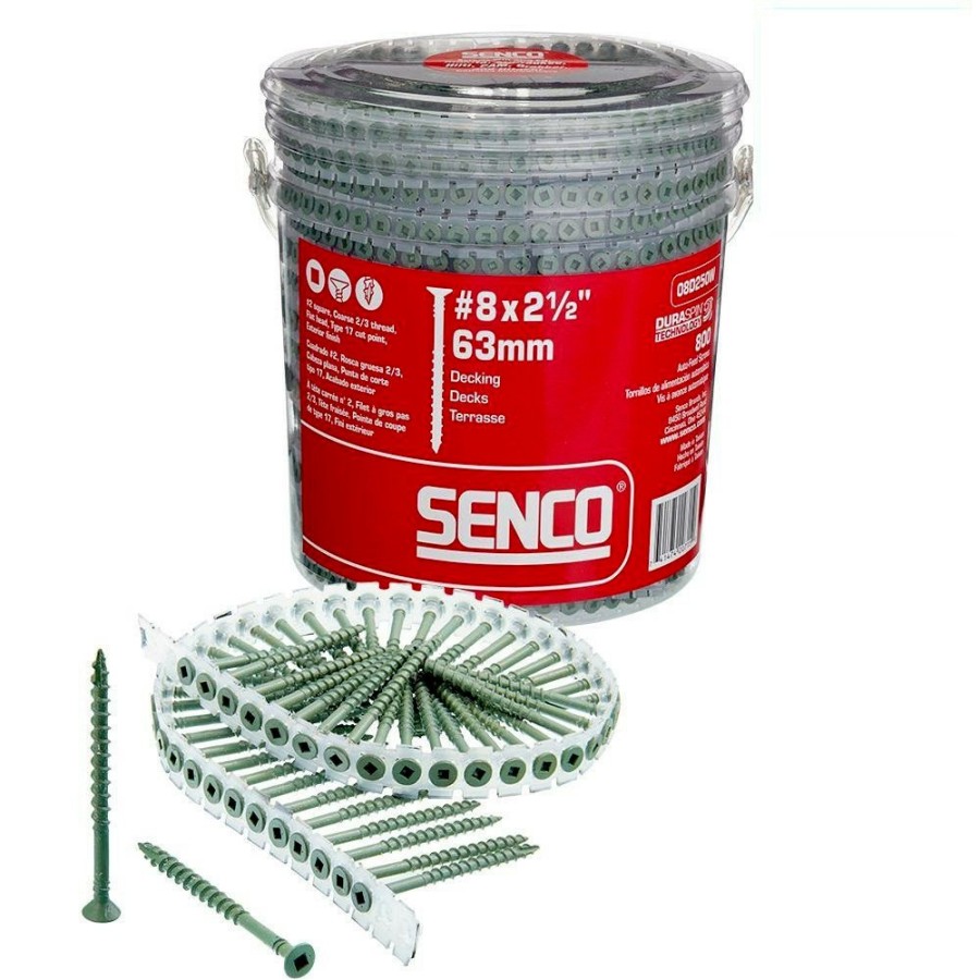 Power Tool Accessories SENCO Collated Screws | Senco 08D250W 8-Gauge 2-1/2 In. Exterior Collated Decking Screw (800-Pack)