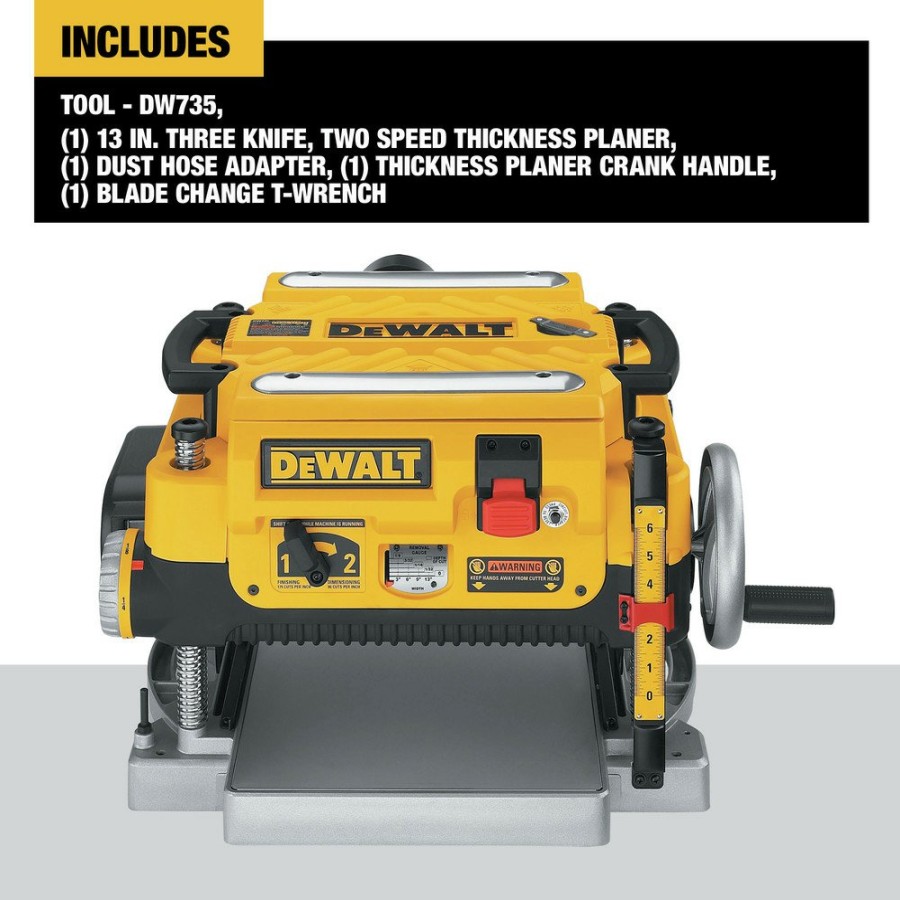 Woodworking Tools Dewalt Bench Top Planers | Dewalt Dw735 120V 15 Amp 13 In. Corded Three Knife Two Speed Thickness Planer