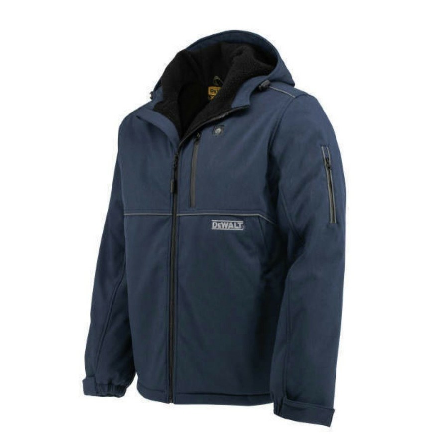 Clothing And Gear Dewalt Heated Jackets | Dewalt Dchj101D1-S Men'S Heated Soft Shell Jacket With Sherpa Lining Kitted - Small, Navy