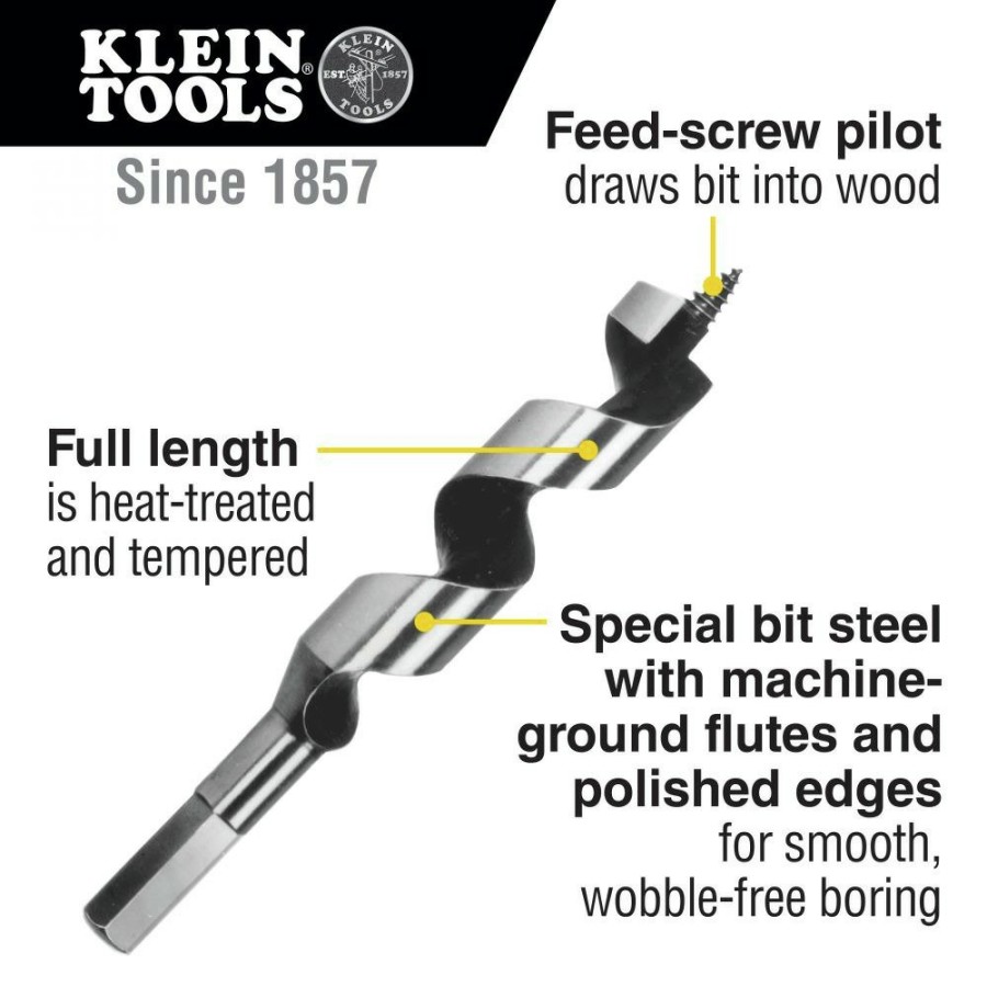 Power Tool Accessories Klein Tools Bits And Bit Sets | Klein Tools 53408 4 In. X 1-1/8 In. Steel Ship Auger Bit With Screw Point