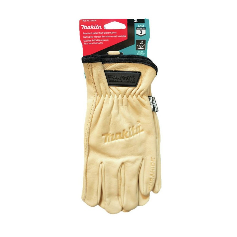 Safety Equipment Makita | Makita T-04204 Genuine Cow Leather Driver Gloves - Extra-Large