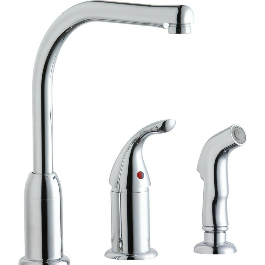 Kitchen Elkay | Elkay Lk3001Cr Everyday Kitchen Deck Mount Faucet With Remote Lever Handle And Side Spray (Chrome)