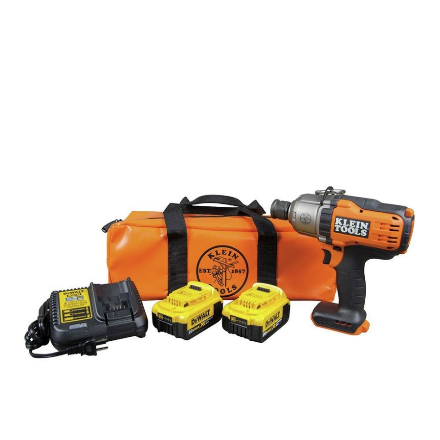 Power Tools Klein Tools | Klein Tools Bat20-7161 20V Brushless Lithium-Ion 7/16 In. Cordless Impact Wrench Kit With 2 Batteries (4 Ah)