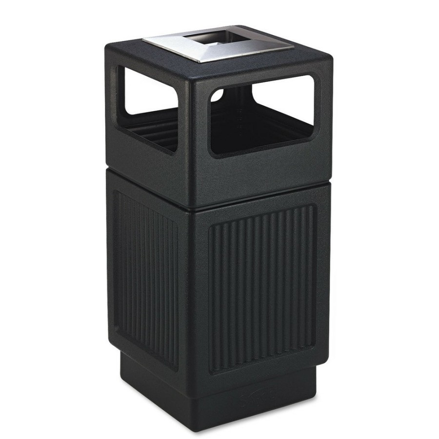 Facility Maintenance & Supplies Safco | Safco 9477Bl Canmeleon 38-Gallon Polyethylene Recessed Panel Receptacles - Black