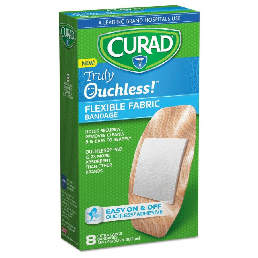 Safety Equipment Curad First Aid And Emergency Kits | Curad Cur5003 1.65 In. X 4 In. Ouchless Flex Fabric Bandages (8/Box)