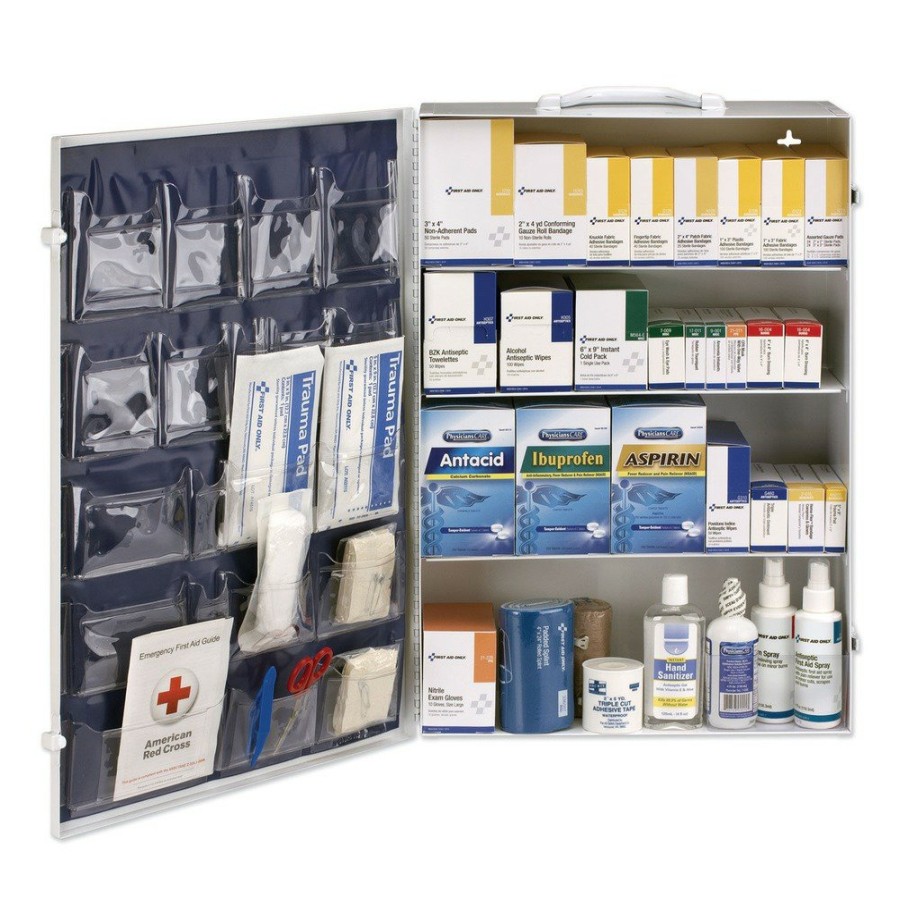 Safety Equipment First Aid Only First Aid And Emergency Kits | First Aid Only 90576 Ansi Class Bplus 4 Shelf First Aid Station With Medications With Metal Case (1-Kit)