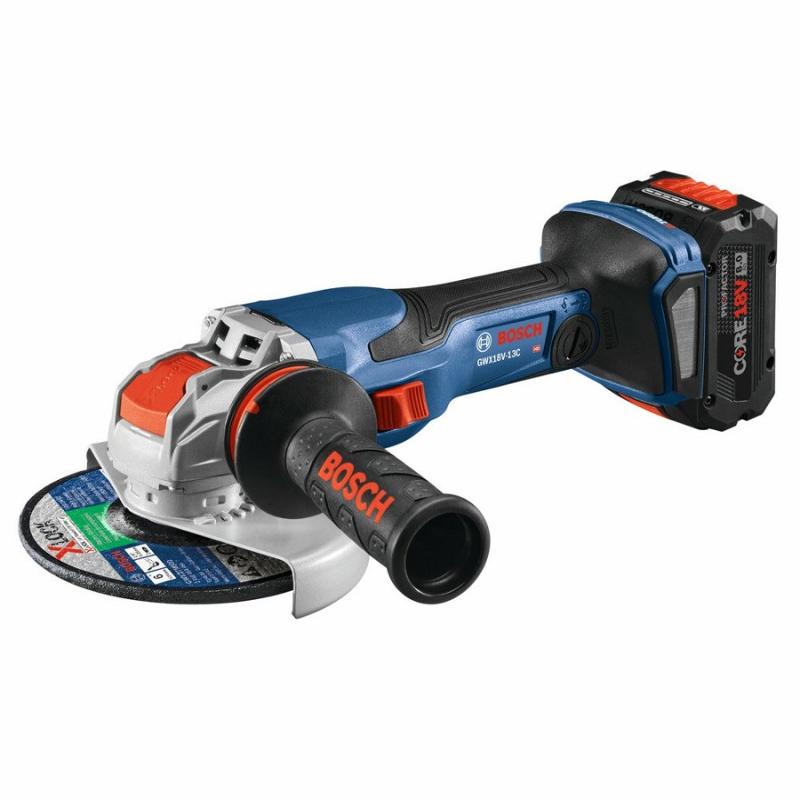 Power Tools Bosch Angle Grinders | Bosch Gwx18V-13Cb14 18V Profactor X-Lock Brushless Lithium-Ion 5 - 6 In. Cordless Angle Grinder Kit With Slide Switch (8 Ah)