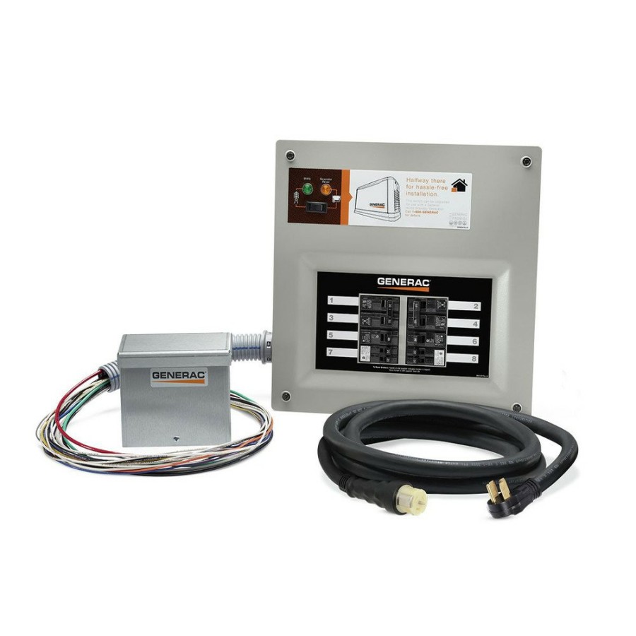 Power Generators Generac | Generac 9855 Homelink 50-Amp Indoor Pre-Wired Upgradeable Manual Transfer Switch Kit For 10-16 Circuits