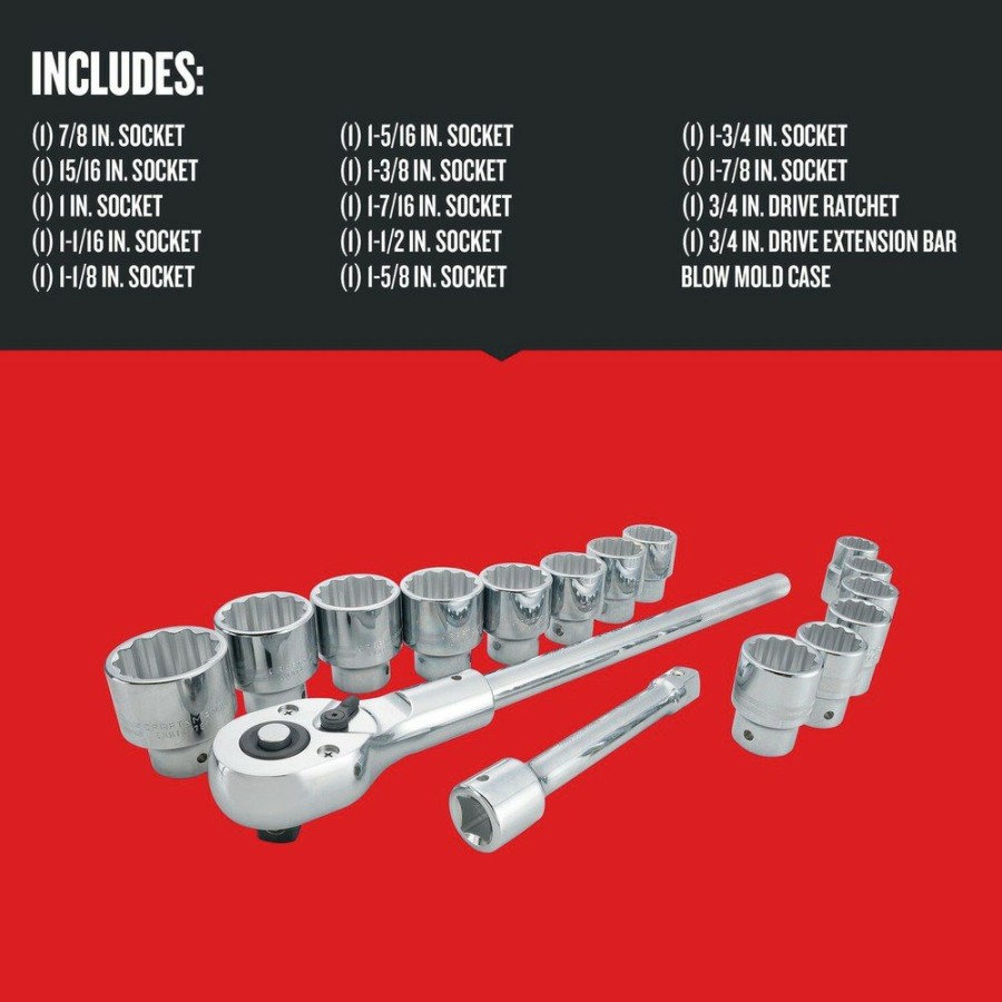 Hand Tools Craftsman Socket Sets | Craftsman Cmmt12036 16-Piece 3/4 In. Drive Socket Set