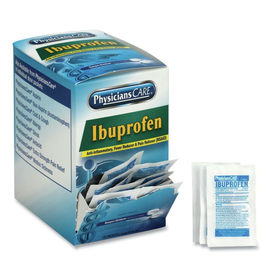 Safety Equipment PhysiciansCare First Aid And Emergency Kits | Physicianscare 90109-001 Ibuprofen Pain Reliever (2-Pack, 125 Packs/Box)