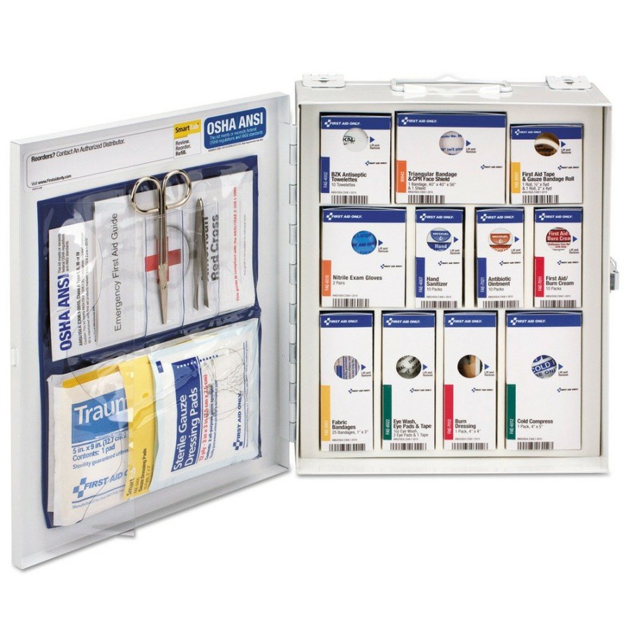 Safety Equipment First Aid Only First Aid And Emergency Kits | First Aid Only Fao90578021 Ansi 2015 Smartcompliance Class A General Business No Meds First Aid Station For 25 People With Metal Case (1-Kit)