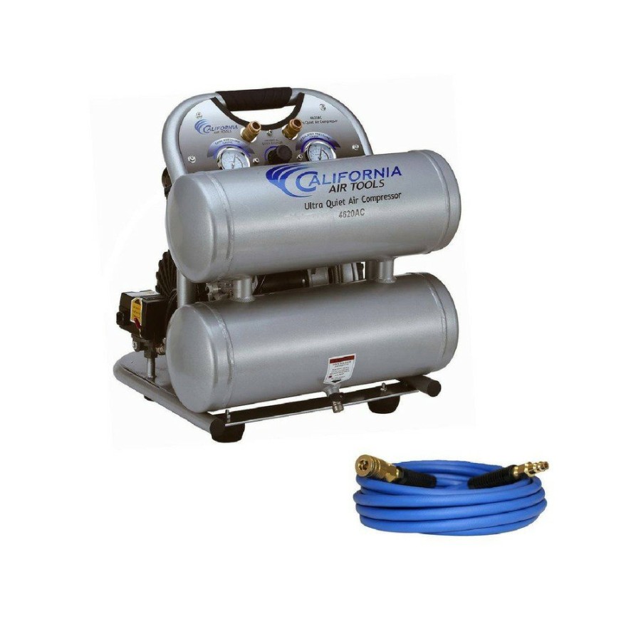 Air Tools And Equipment California Air Tools Portable Air Compressors | California Air Tools 4620Ach 4 Gallon 2 Hp Ultra Quiet And Oil-Free Aluminum Twin Tank Air Compressor Hose Kit