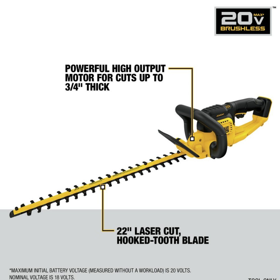 Outdoor Power Tools & Equipment Dewalt Hedge Trimmers | Dewalt Dcht820B 20V Max Lithium-Ion 22 In. Hedge Trimmer (Tool Only)