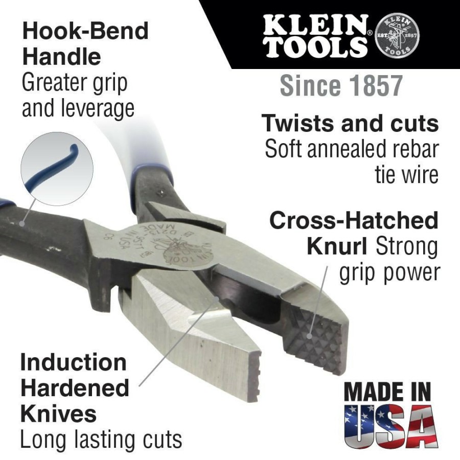 Hand Tools Klein Tools | Klein Tools D2000-9St Ironworker'S 9 In. Heavy-Duty Pliers