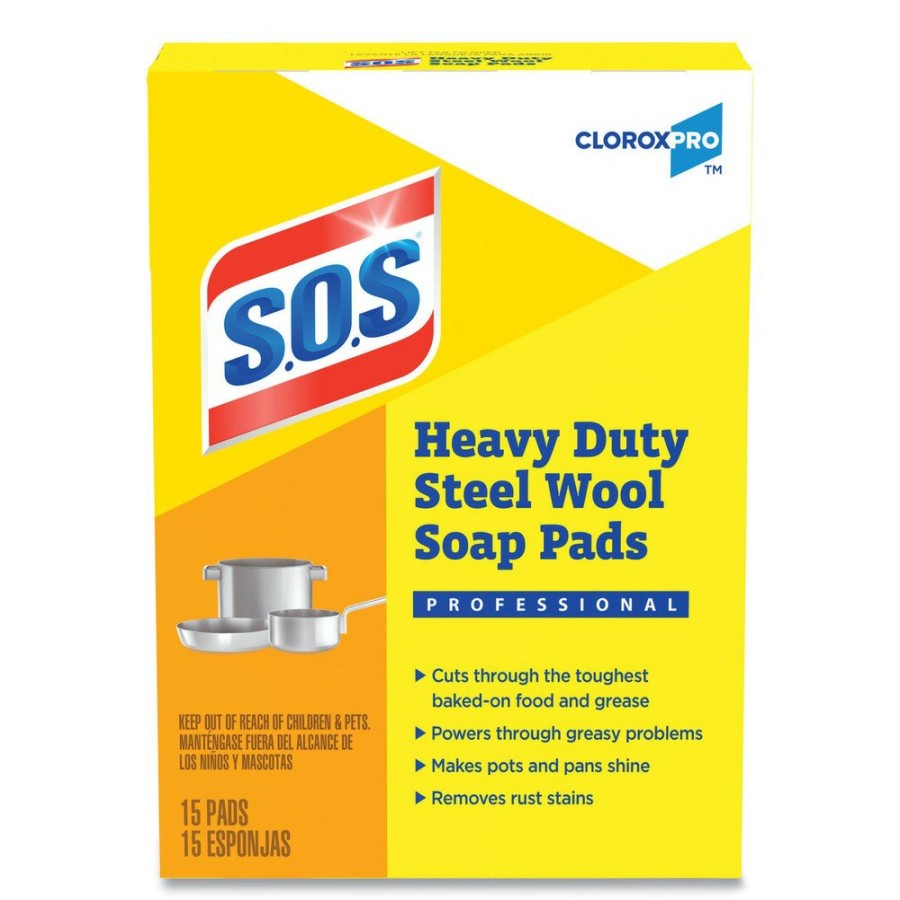 Facility Maintenance & Supplies S.O.S. Cleaning Tools | S.O.S. 88320 2.4 In. X 3 In. Steel Wool Soap Pads (15 Pads/Box 12 Boxes/Carton)