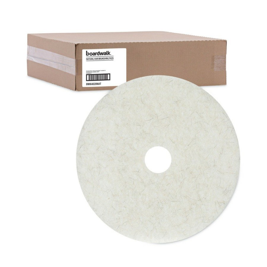 Facility Maintenance & Supplies Boardwalk Cleaning Tools | Boardwalk Bwk4020Nat 20 In. Diameter Burnishing Floor Pads - Natural White (5/Carton)