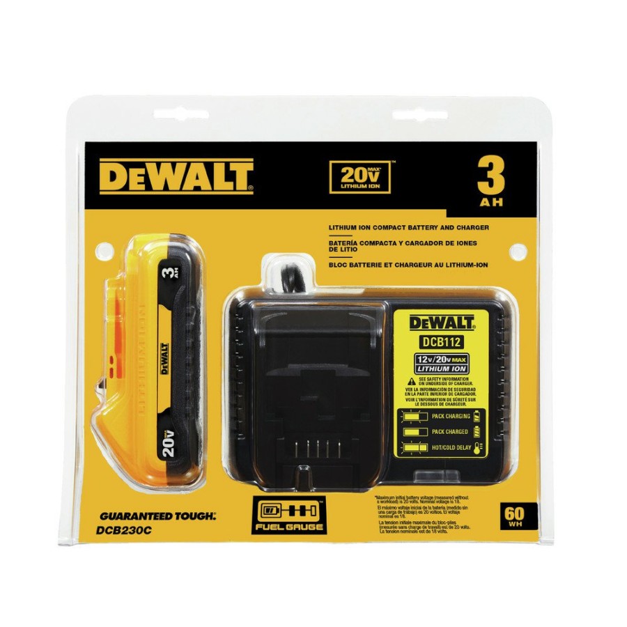 Batteries & Chargers Dewalt | Dewalt Dcb230C 20V Max 3 Ah Lithium-Ion Compact Battery And Charger Starter Kit